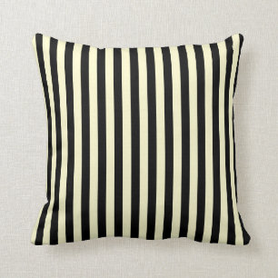 Thin Stripes - Black and Cream Throw Pillow