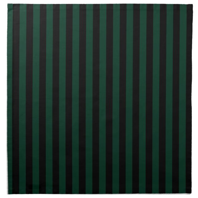 Thin Stripes - Black and Dark Green Napkin (Front)