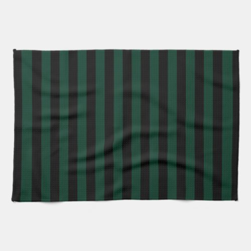 Thin Stripes _ Black and Dark Green Towel