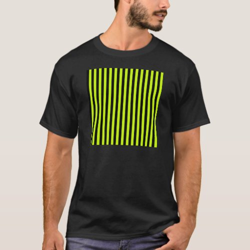 Thin Stripes _ Black and Fluorescent Yellow T_Shirt