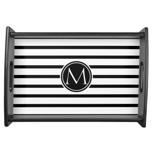 Thin Stripes Pattern and Monogram Serving Tray