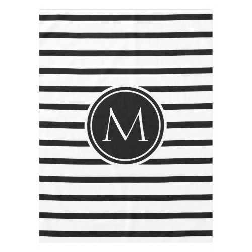 Thin Stripes Pattern and Monogram Tablecloth