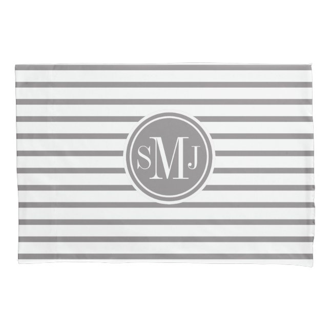 Thin Stripes Pattern Monogrammed Pillowcase (Front)
