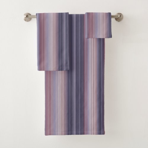 Thin Stripes Plum Mauve Blush Pink Bath Towel Set
