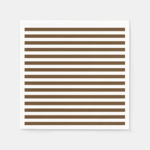 Thin Stripes - White and Dark Brown Paper Napkins