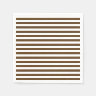 Thin Stripes - White and Dark Brown Paper Napkins