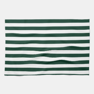 Thin Stripes - White and Dark Green Kitchen Towel