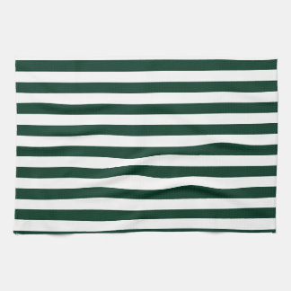 Thin Stripes - White and Dark Green Kitchen Towel