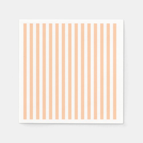 Thin Stripes _ White and Deep Peach Paper Napkins