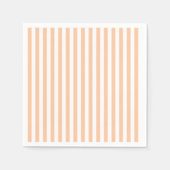 Thin Stripes - White and Deep Peach Paper Napkins (Front)