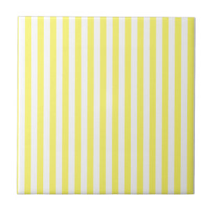 Thin Stripes - White and Lemon Ceramic Tile