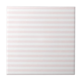 Thin Stripes - White and Pale Pink Ceramic Tile