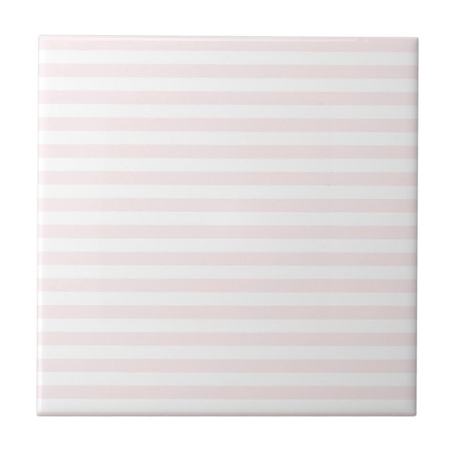 Thin Stripes - White and Pale Pink Ceramic Tile (Front)