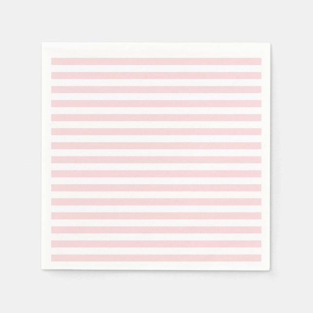 Thin Stripes - White and Pale Pink Paper Napkins (Front)