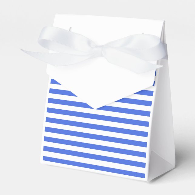 Thin Stripes - White and Royal Blue Favor Boxes (Front Side)