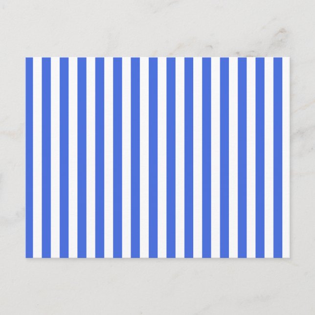 Thin Stripes - White and Royal Blue Postcard (Front)