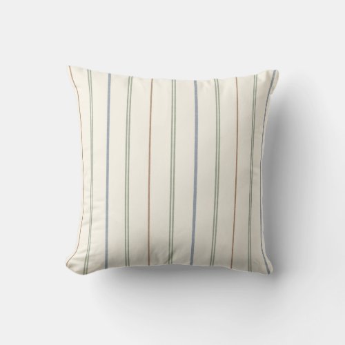 Thin Vertical Stripe Pattern Boho Neutral Earthy Throw Pillow