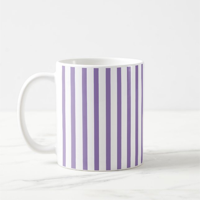 Thin Vertical Stripes Striped Lavender Coffee Mug (Left)
