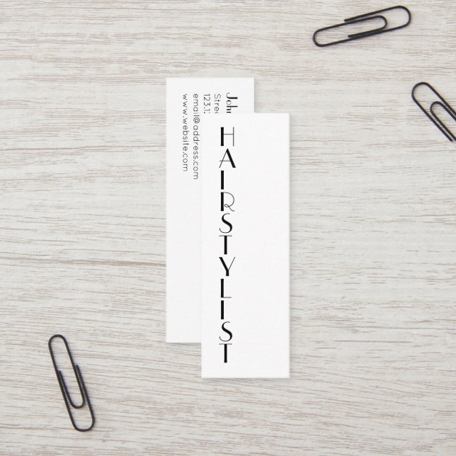 Thin vertical style text mini business card (Front/Back In Situ)
