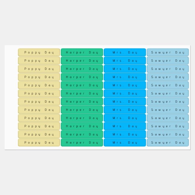 Thin Waterproof Name Labels (Sheet)