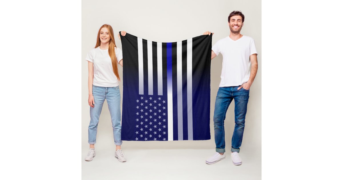 Thin White/Blue Line Fleece Blanket