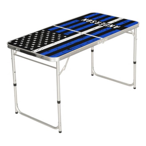 Thin White Line American Flag EMS Paramedic Beer Pong Table