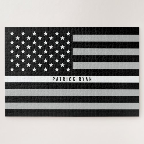 Thin White Line American Flag EMT EMS Monogram Jigsaw Puzzle