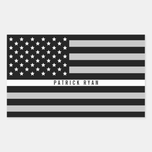 Thin White Line American Flag EMT EMS Monogram Rectangular Sticker