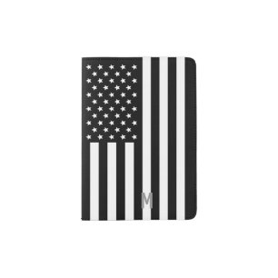 Thin White Line EMS American Flag Monogram Passport Holder