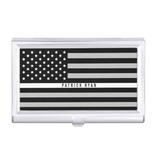 Thin White Line EMS EMT American Flag Monogram Business Card Case