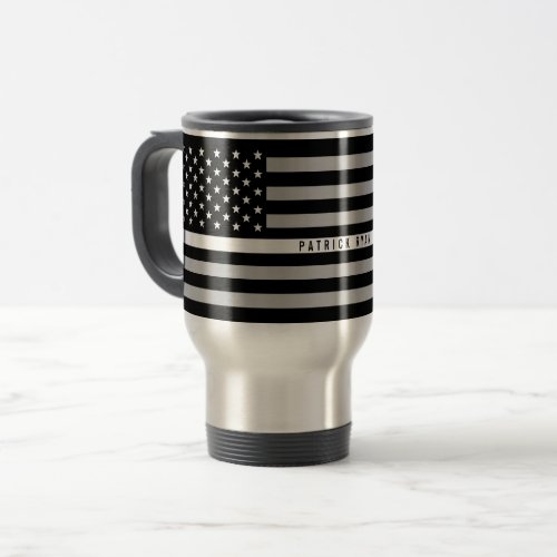 Thin White Line EMS EMT Flag Monogram Large Travel Mug