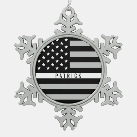 Thin White Line EMS EMT Monogrammed Name Snowflake Pewter ...