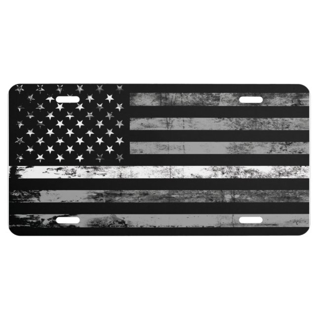 Thin White Line EMS Medical Aluminum License Plate (Front)