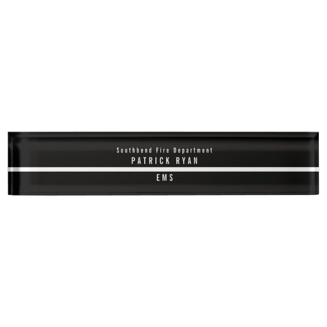Thin White Line EMS Modern Monogram Desk Name Plate (Front)