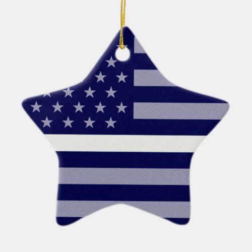 Thin White Line Flag Ceramic Ornament