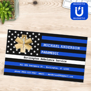 Thin White Line Flag Custom Paramedic EMS Logo Business Card Magnet
