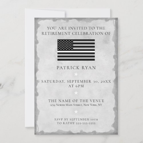 Thin White Line Flag EMS EMT Retirement Party Invitation