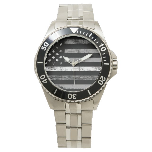 Thin White Line Flag EMS Medic Men's Watch (Front)