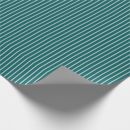 Thin White Pinstripes on Dark Teal Wrapping Paper