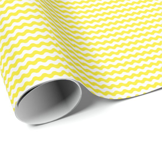 yellow and white waves wrapping paper
