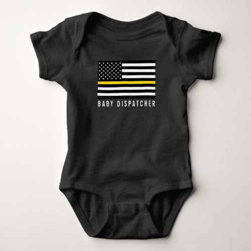 Thin Yellow Line American Flag Baby Dispatcher  Baby Bodysuit