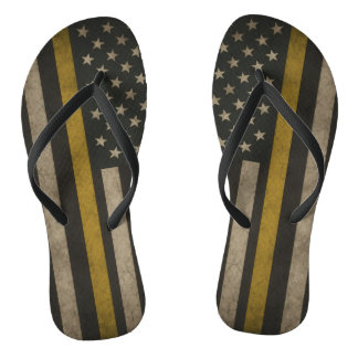 Thin Yellow Line American Flag Flip Flops