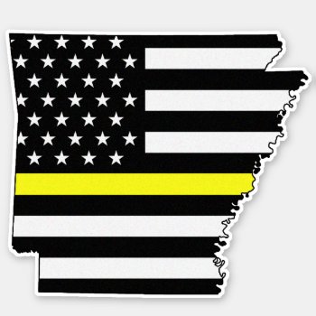 Thin Yellow Line Arkansas Flag Sticker by ThinBlueLineDesign at Zazzle