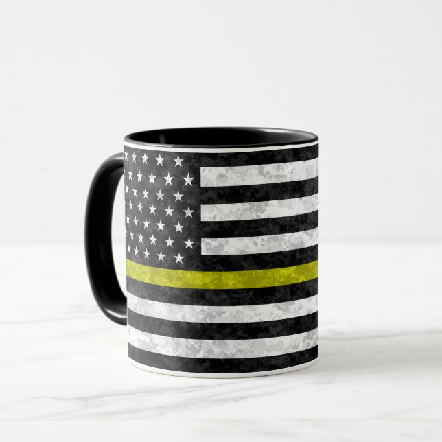 Thin Yellow Line Camo Mug (Front Left)