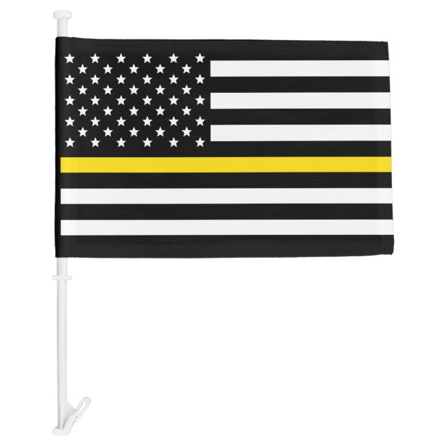 Thin Yellow Line Dispatcher American Car Flag (Front)
