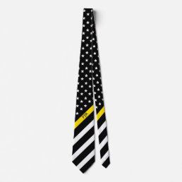 Thin Yellow Line Dispatcher American Flag Monogram Neck Tie