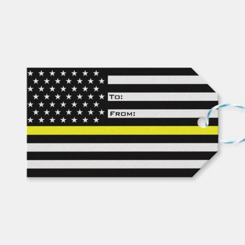 Thin Yellow Line Dispatcher Flag Gift Tags