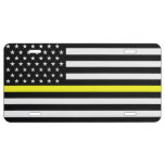 Thin Yellow Line Dispatcher Flag License Plate at Zazzle