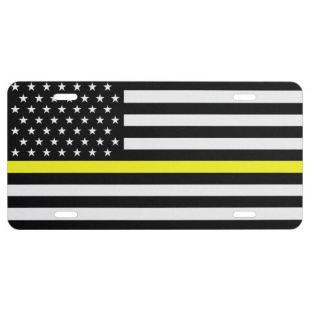 Thin Yellow Line Dispatcher Flag License Plate