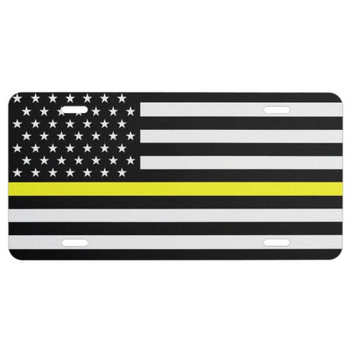 Thin Yellow Line Dispatcher Flag License Plate